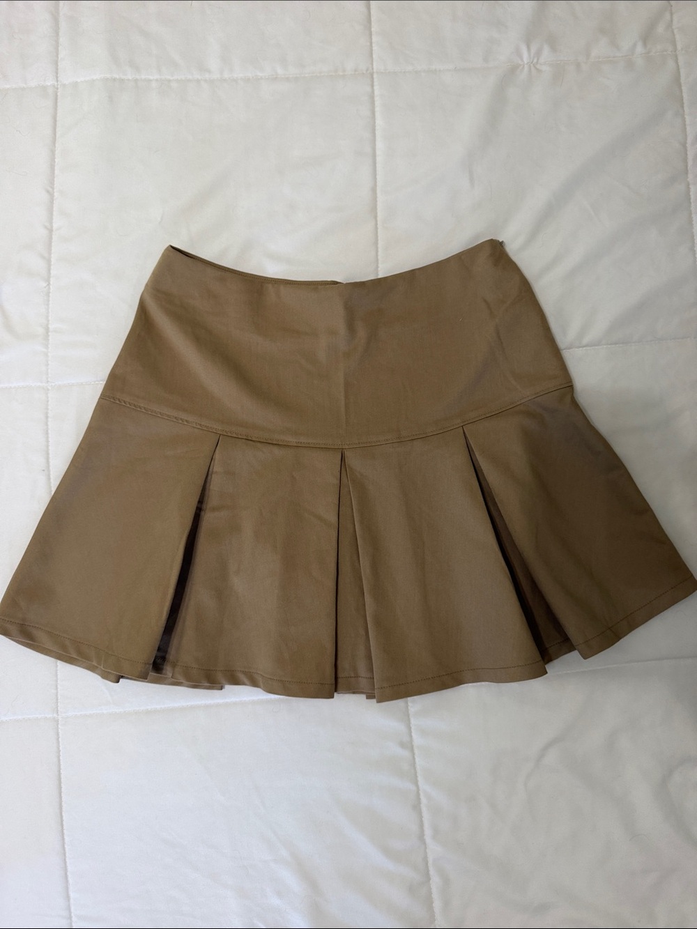 19 Cooper Brown Pleated Skater Mini Skirt